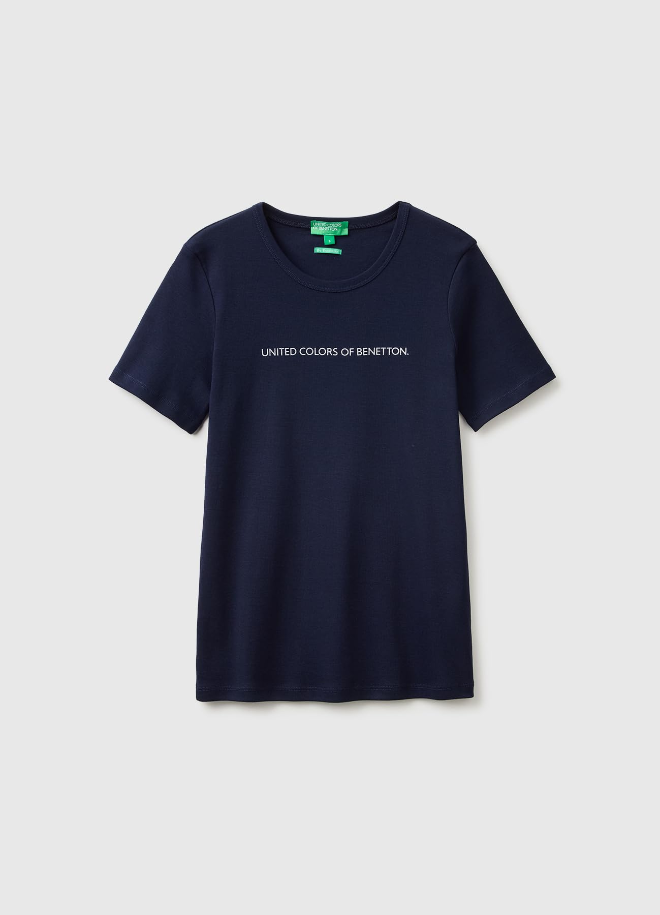 Benetton Maglietta Donna a Costine Stampa Brillante Regular