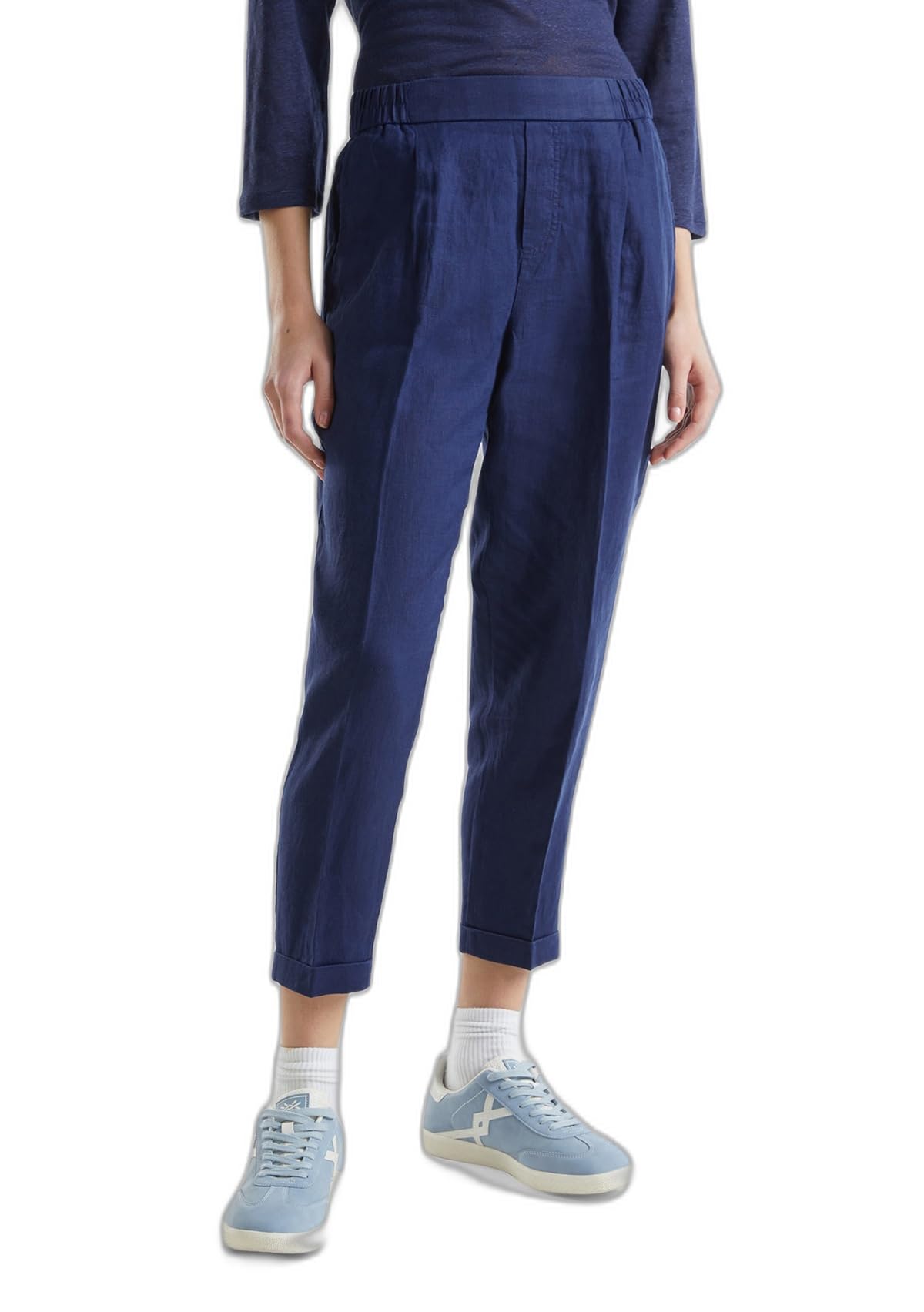 Benetton 4agh558x5 pantalone donna beige 193 tessuto classico