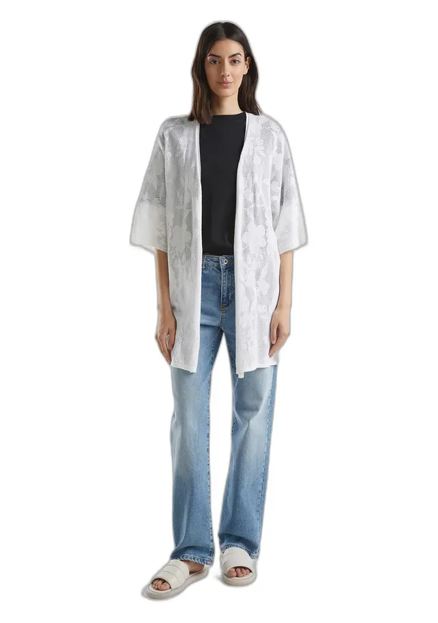Benetton 103cd603o Cardigan Donna Pizzo Bianco