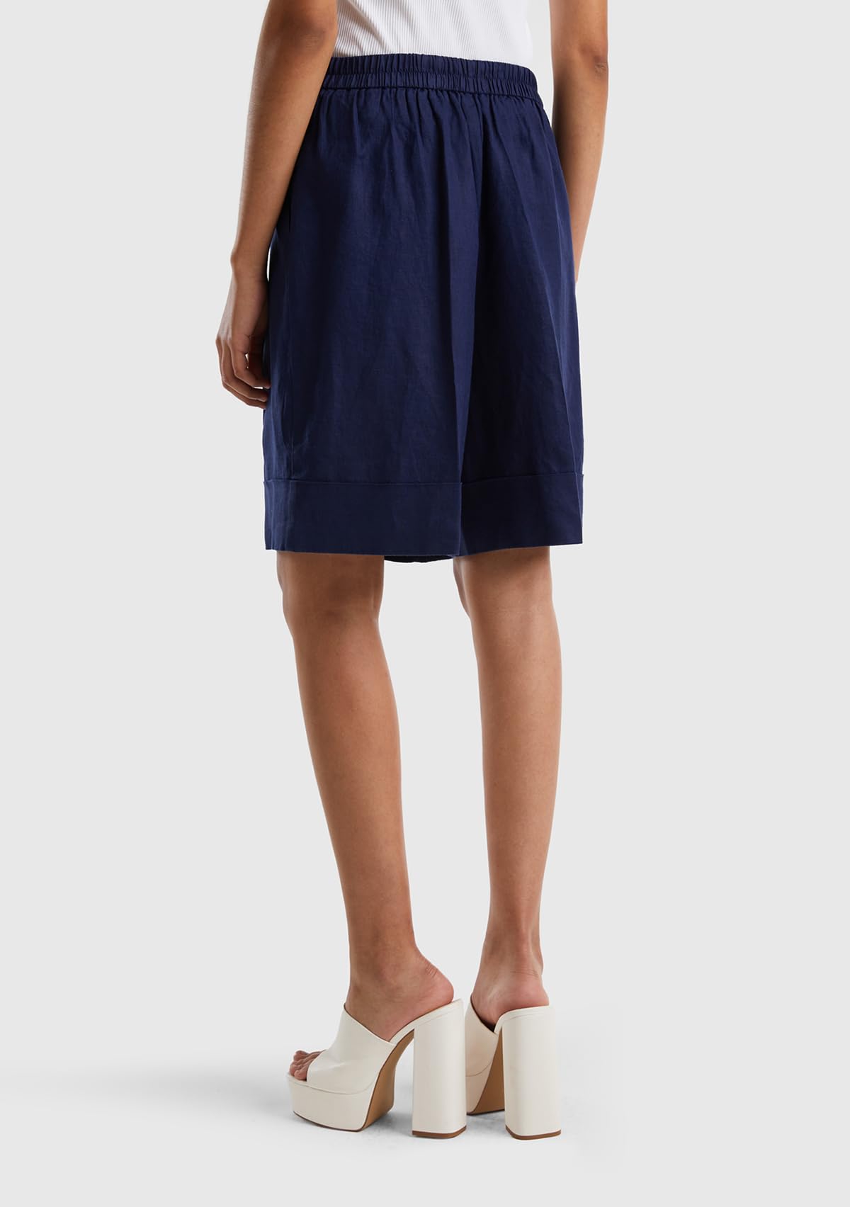Benetton Bermuda Donna Lino Pantaloncini Taglia XXS