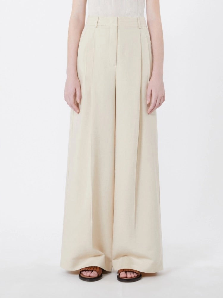 Weekend Max Mara Veliero WKDVELIERO pantalone beige viscosa lino
