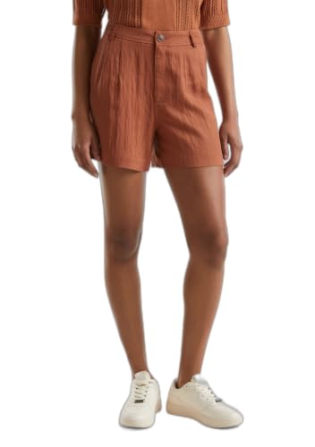 Benetton pantaloncini donna viscosa marrone vita alta