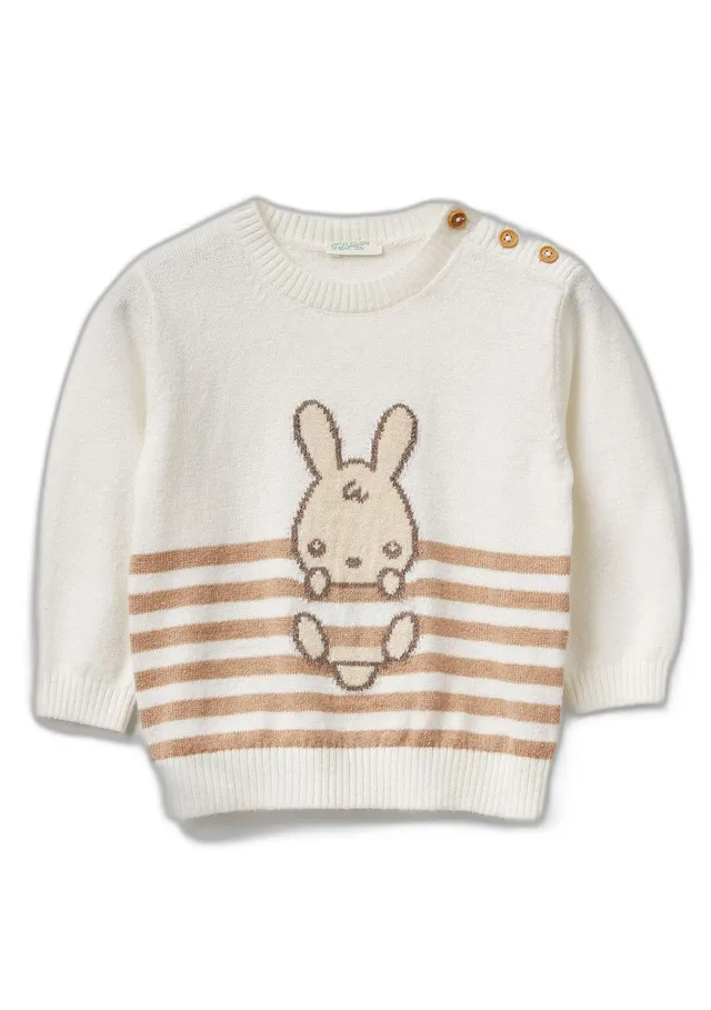 Benetton Maglieria maglione bimbo 68 bianco cotone righe