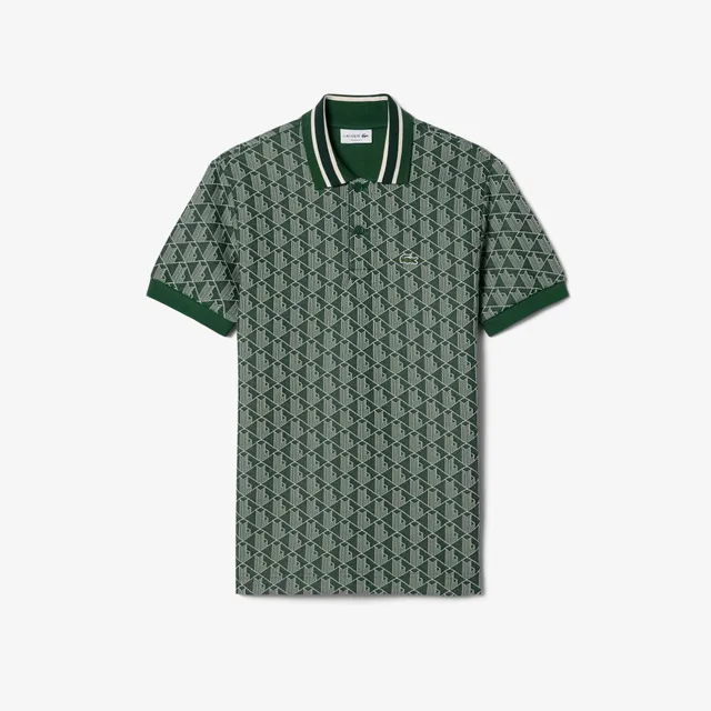 Lacoste DH1417 polo jacquard monogram verde uomo