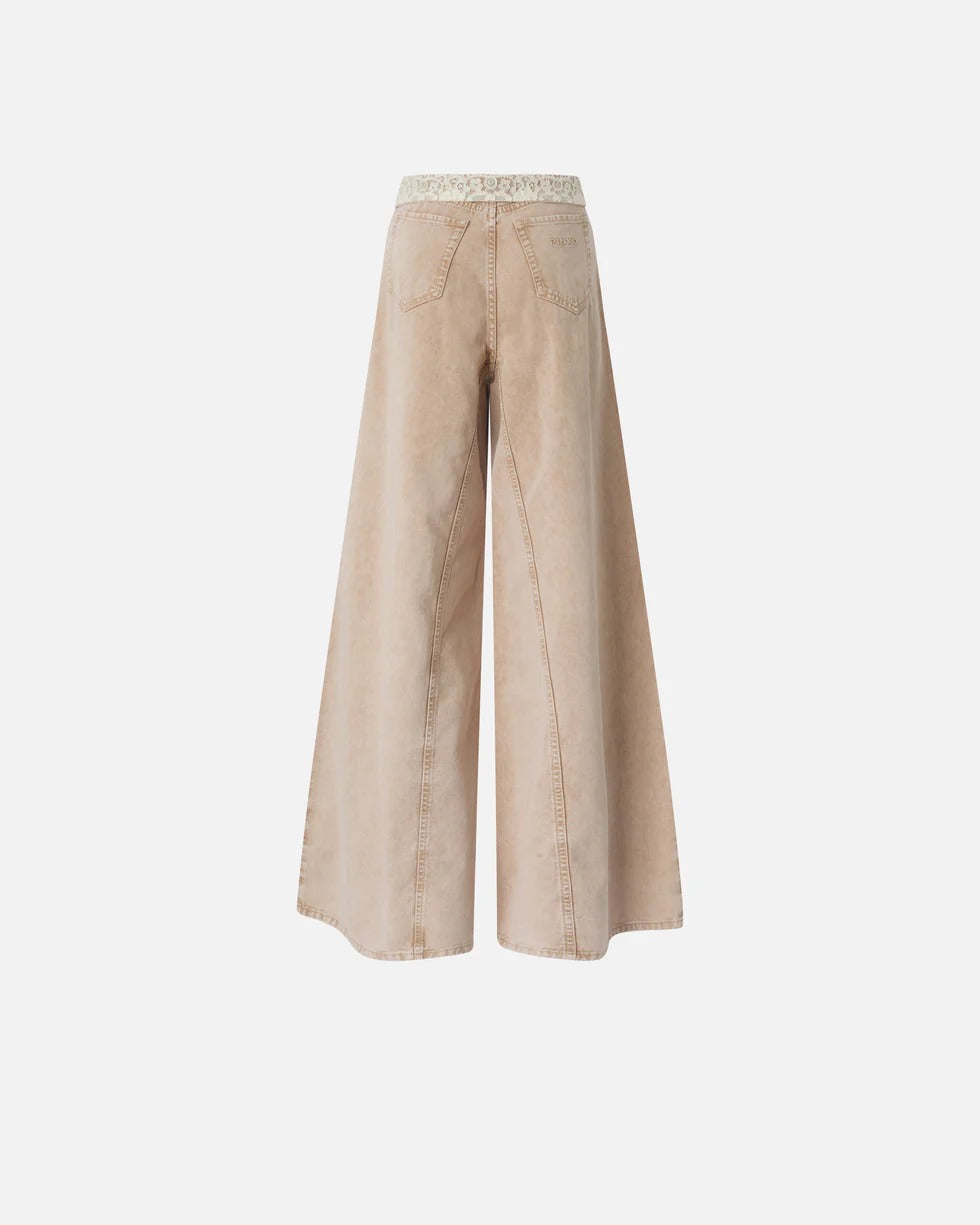 Pinko Jeans Winona Wide Leg 106462 A364 beige vita alta