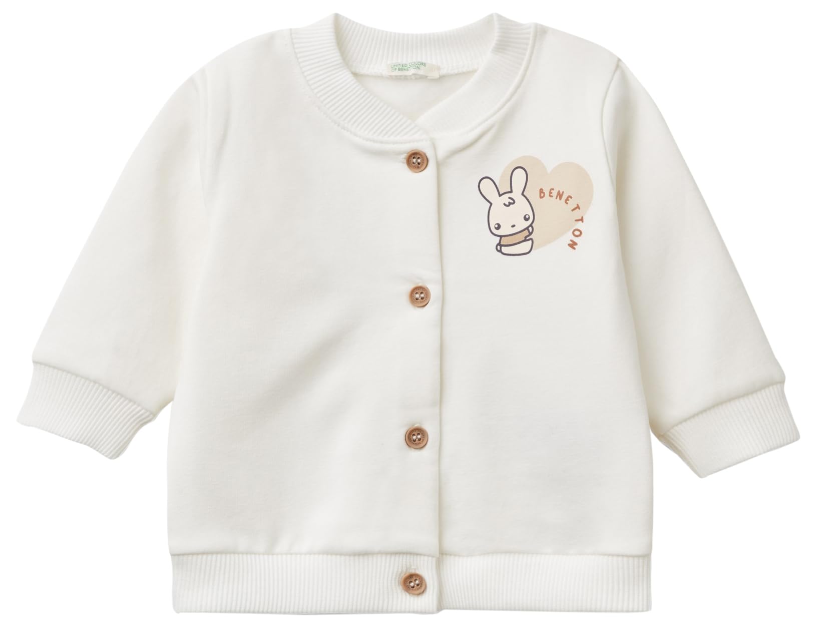 Benetton Giacca M/L felpa aperta stampa cuore