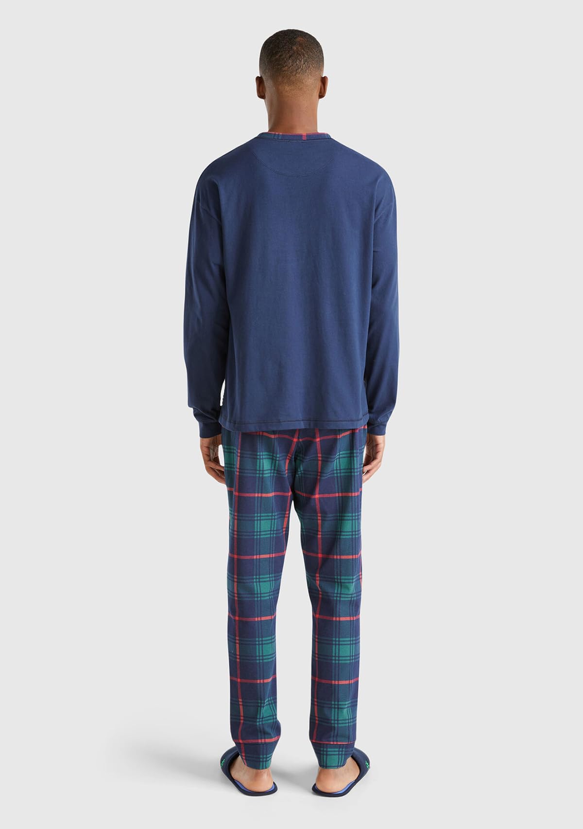 Benetton 37mw4p02n Set Pigiama Uomo S Blu Cotone Serafino