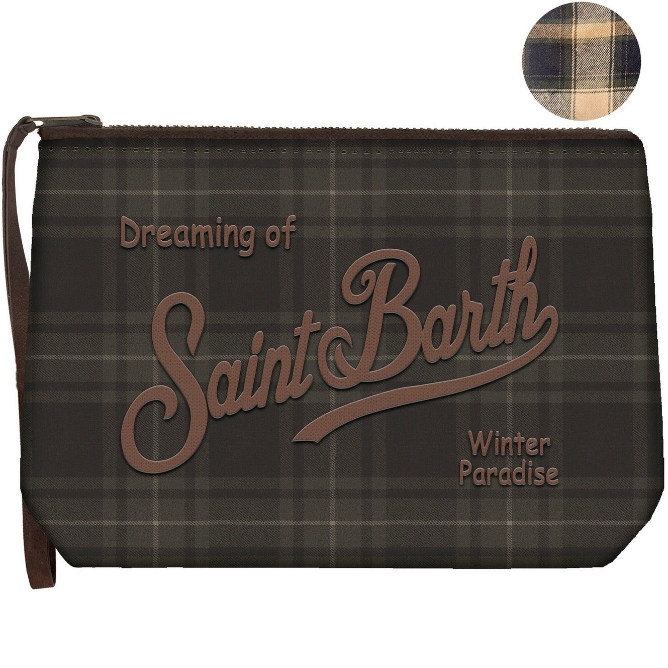MC2 Saint Barth Aline Wax pochette tartan verde scuro