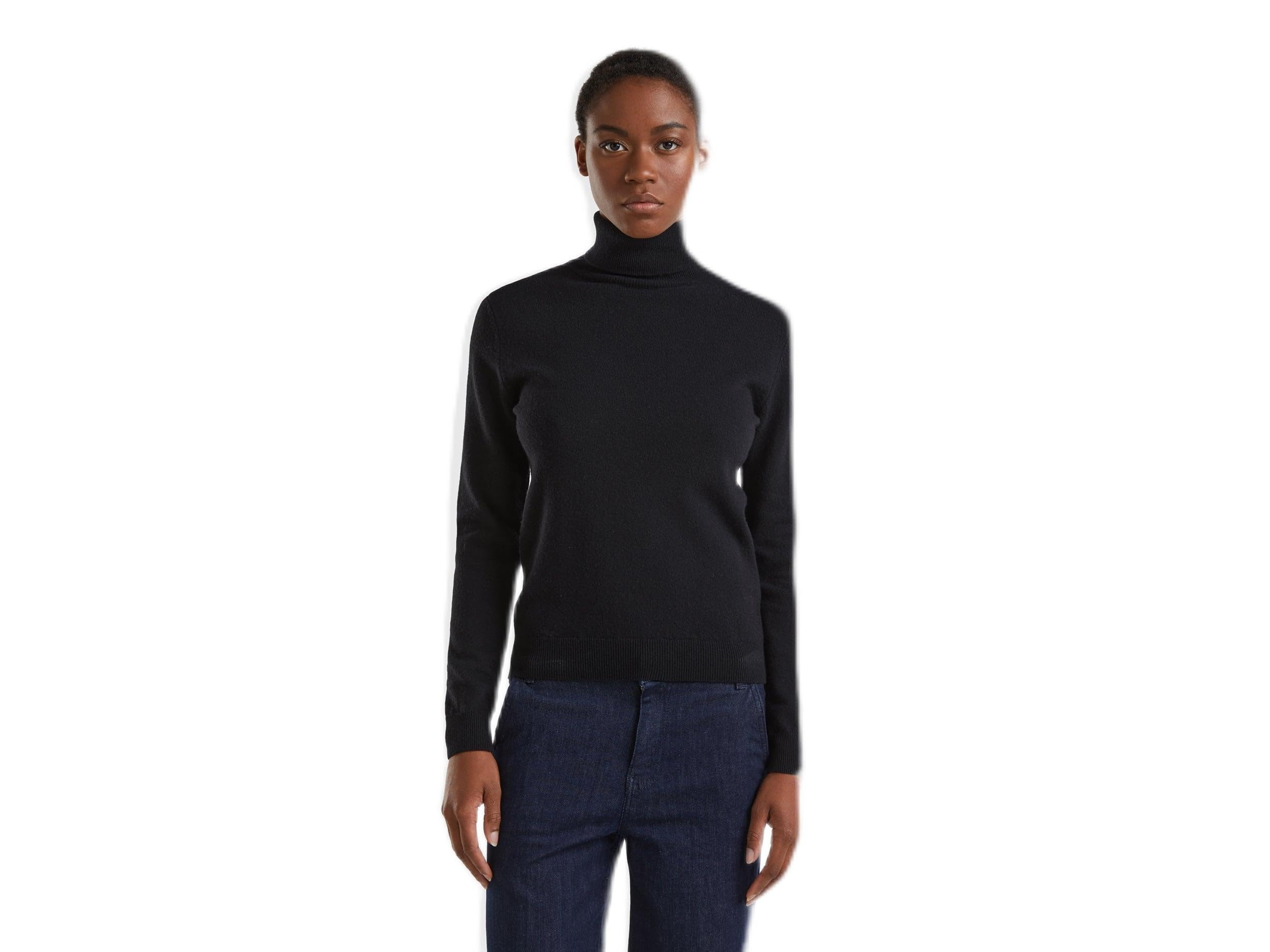 Benetton Maglione Donna Lupetto Nero