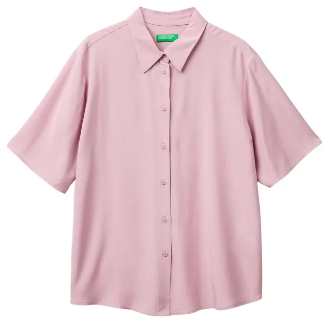 Benetton 5WPWDQ0B1 Camicia Viola Viscosa Regular