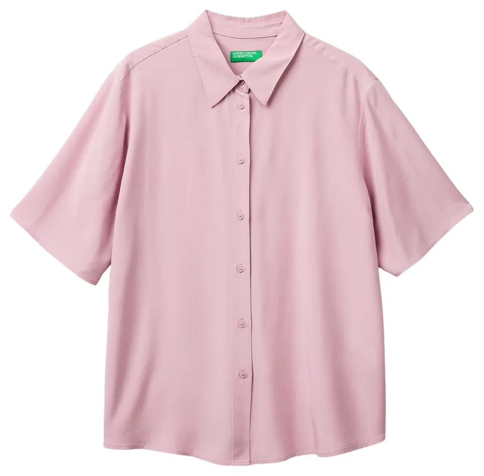 Benetton 5WPWDQ0B1 Camicia Viola Viscosa Regular