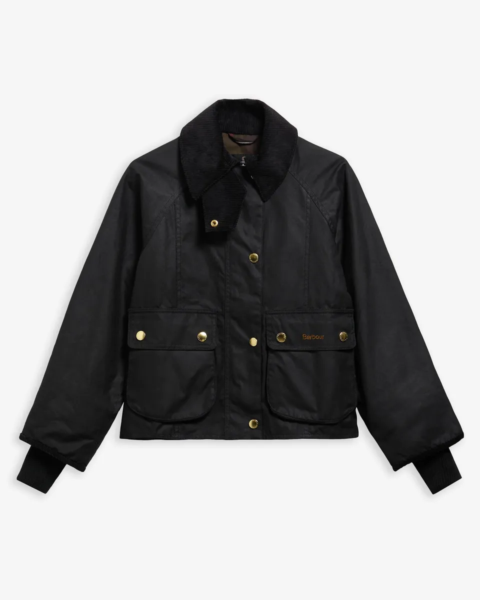Barbour Beadnell LWX1403 giacca cerata Black Classic crop