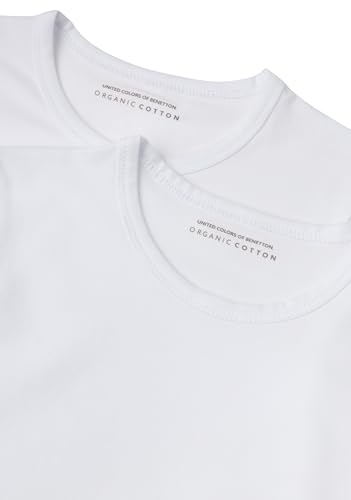 Benetton 3OP80M018 T-Shirt Bambino Set 2 Pezzi Grigio Bianco