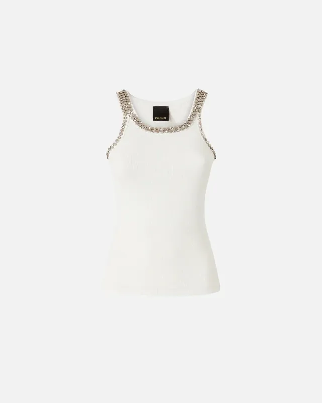 Pinko Coriandoli 104109 A35Y canotta donna bianco costine