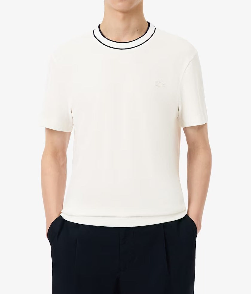 Lacoste TH8174 t-shirt uomo bianco colletto righe