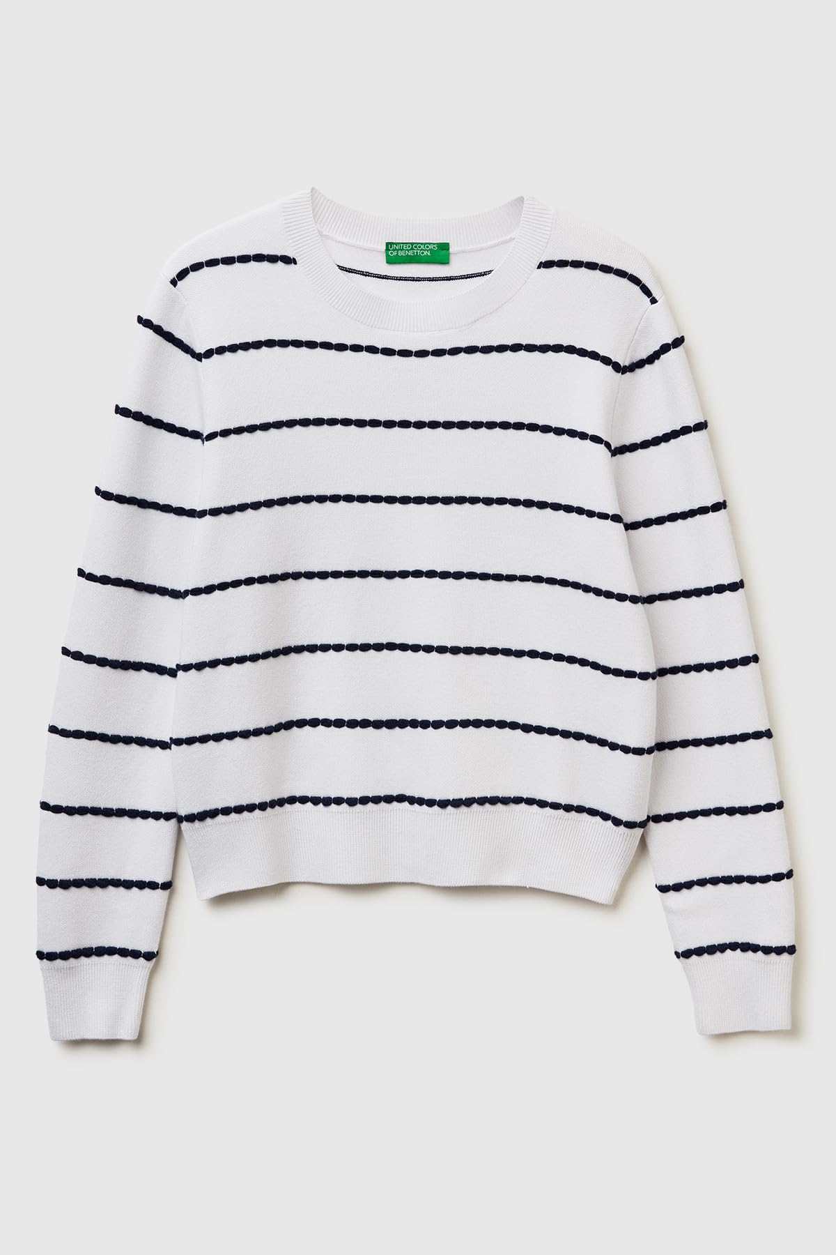 Benetton Maglieria Maglia Girocollo Jaquard Piquet 3D