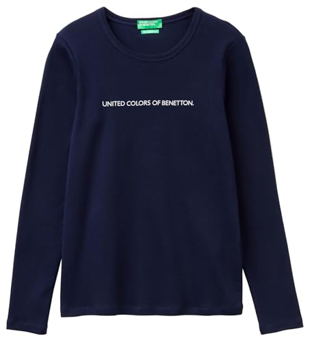 Benetton 3GA8E16G0 T-Shirt Donna Blu Glitter XXS
