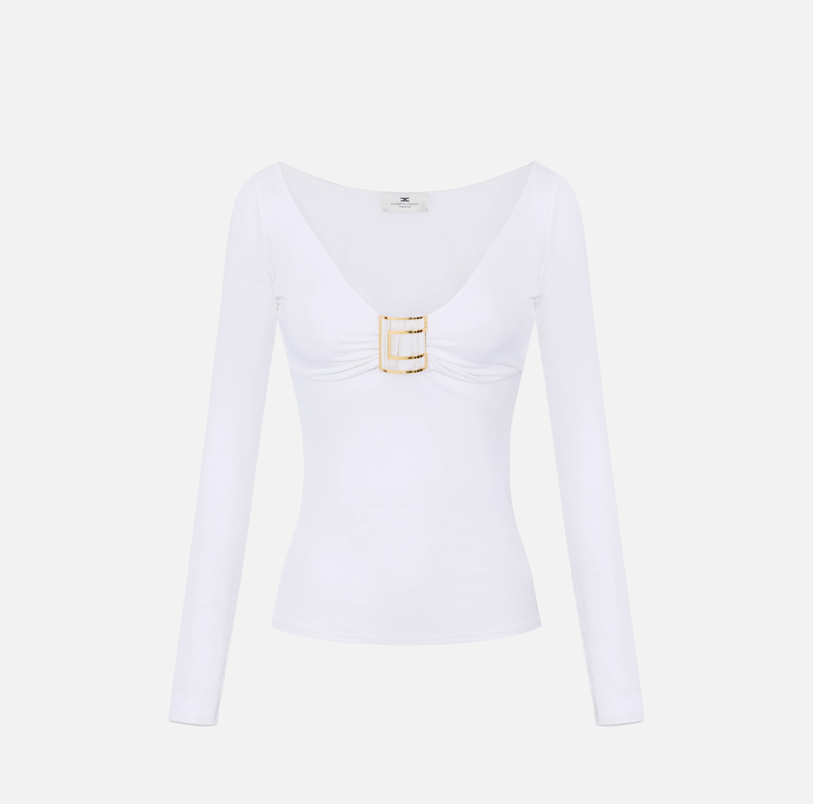 Elisabetta Franchi MD00567E2 maglia donna avorio viscosa