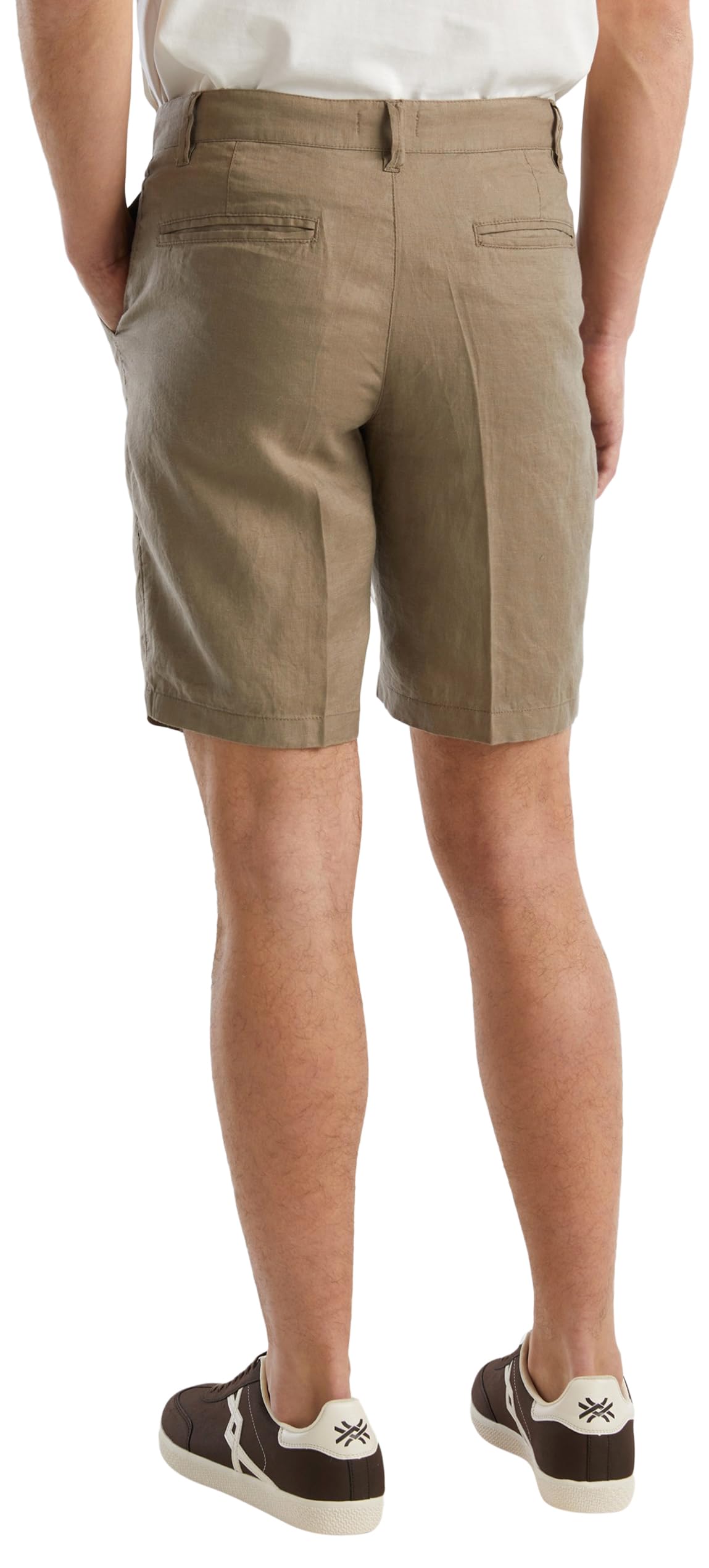 Benetton 4AGH59548 Bermuda Uomo 58 lino chino beige