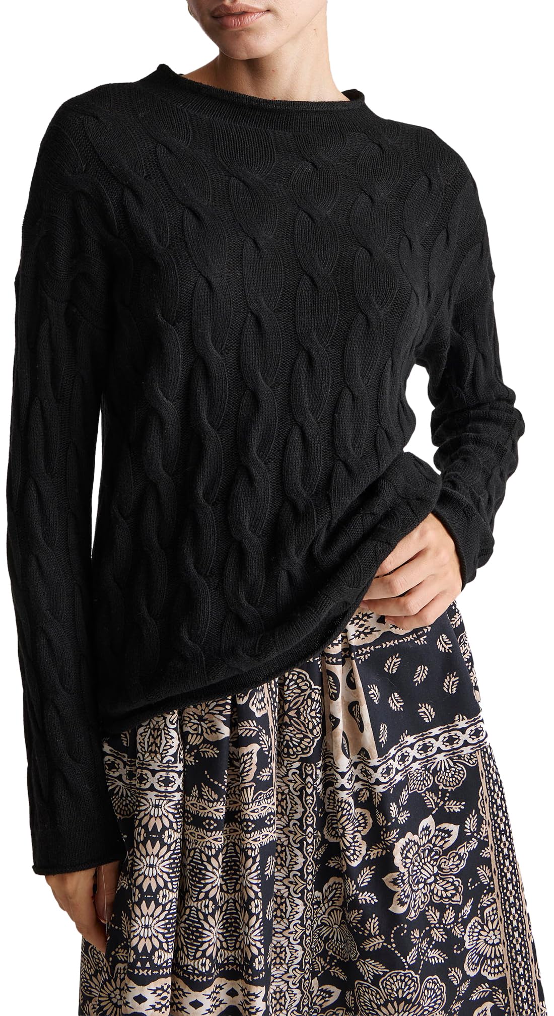Benetton Maglieria 1335d2467 Lupetto Donna Treccia Nero