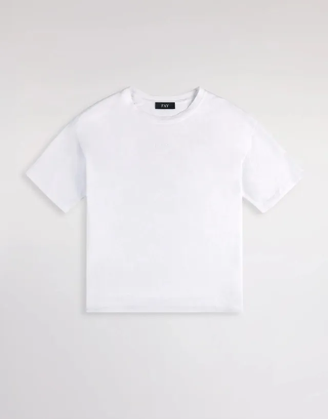 Fay NPWB2526610 T-shirt Donna Bianco Jersey Cotone