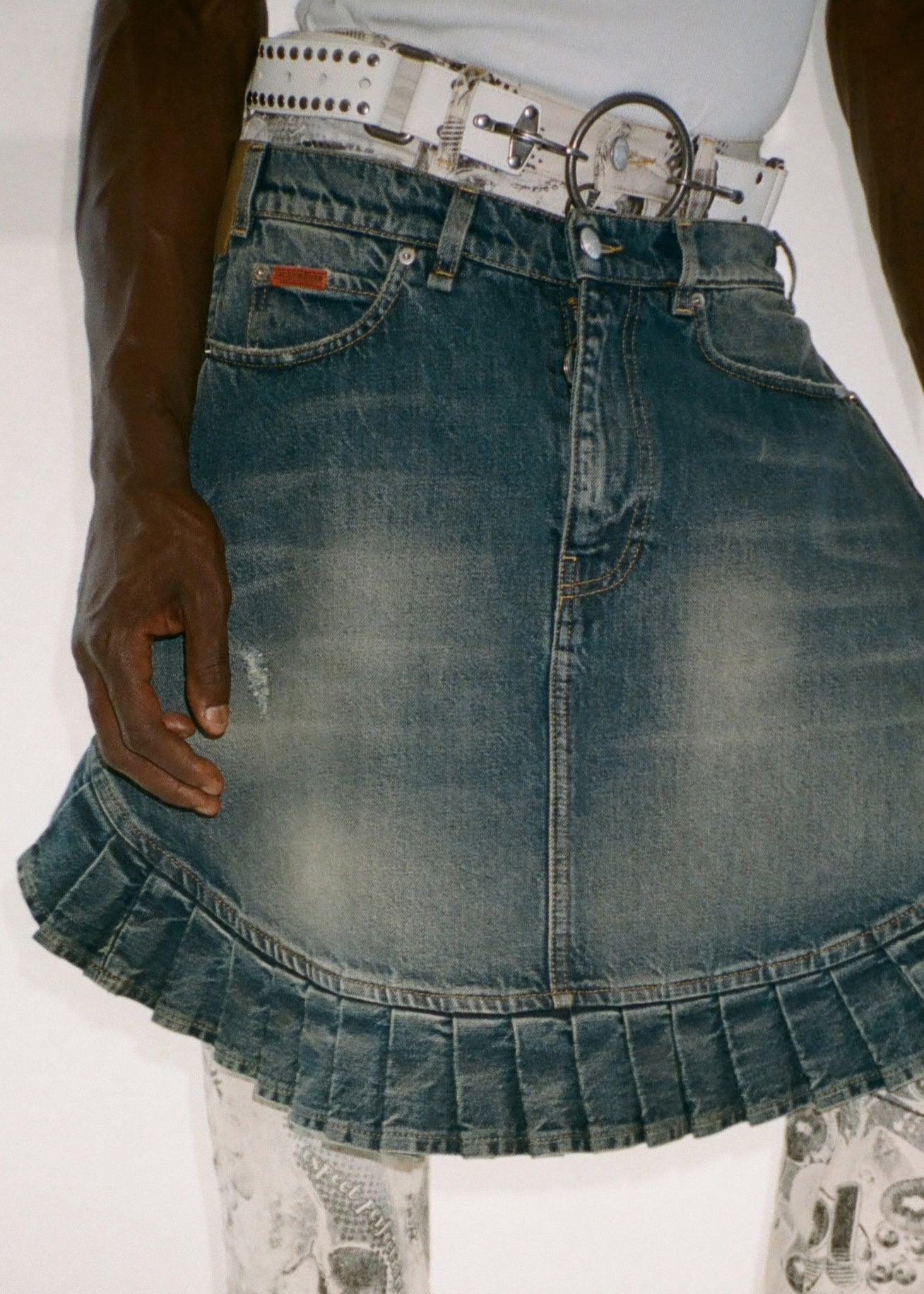 Martine Rose Denim Apron Skirt gonna blue trucker cotone