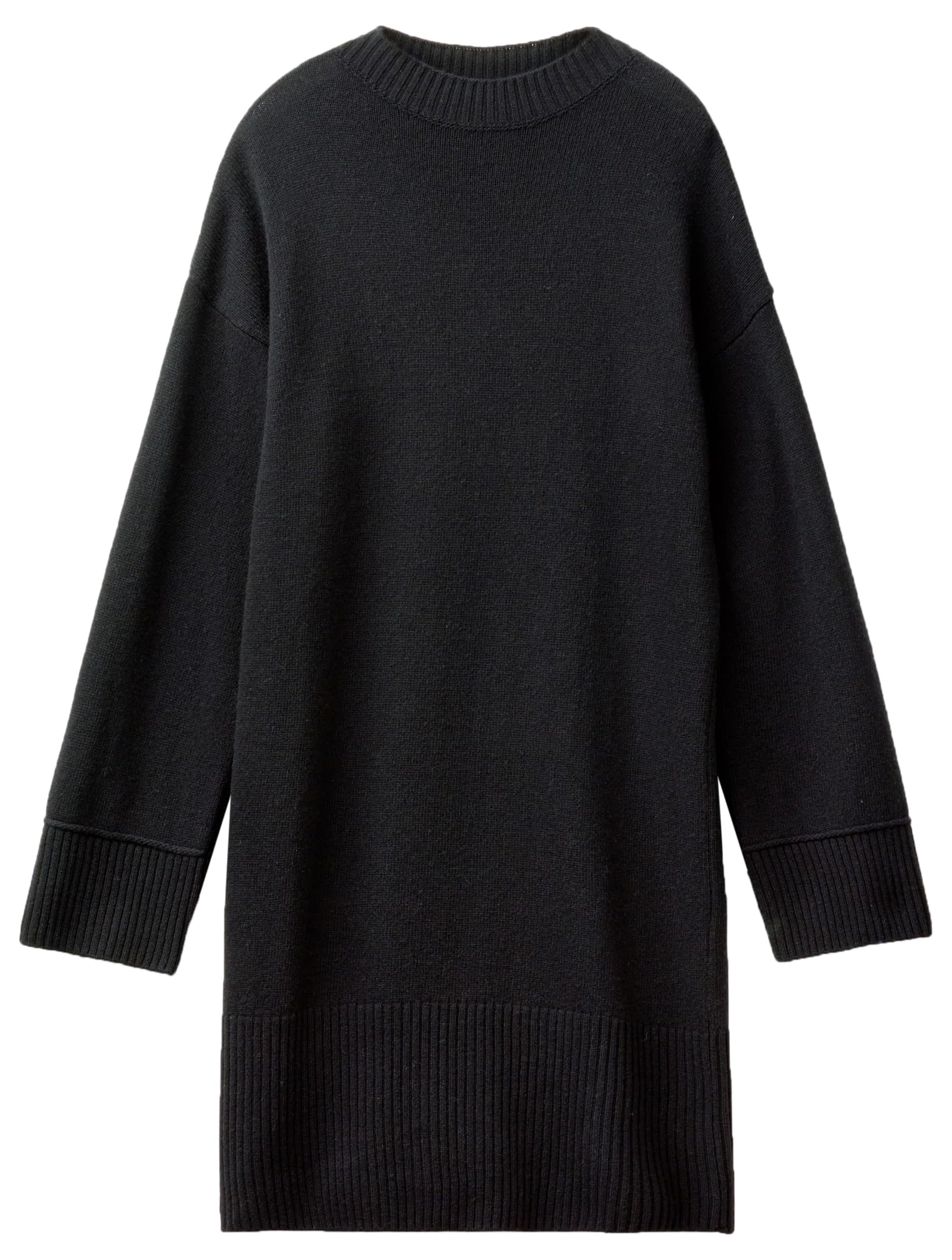 Benetton 1244dv022 Vestito Donna Grigio Collo Lupetto