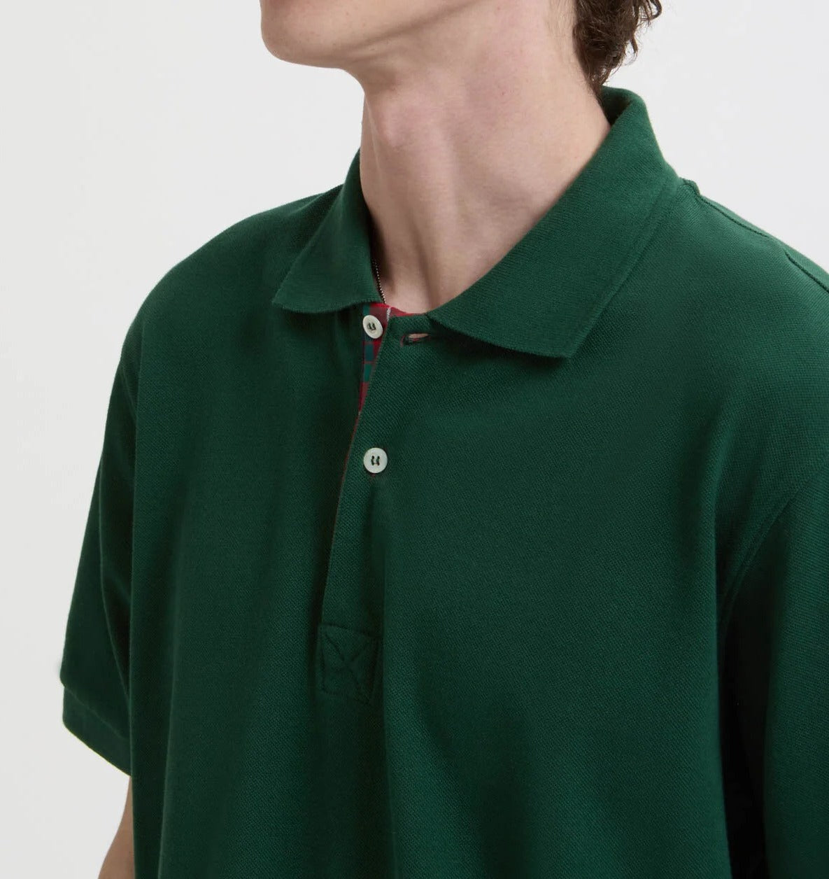 Baracuta Tartan Placket BRP0L0027 Polo Uomo Verde Cotone