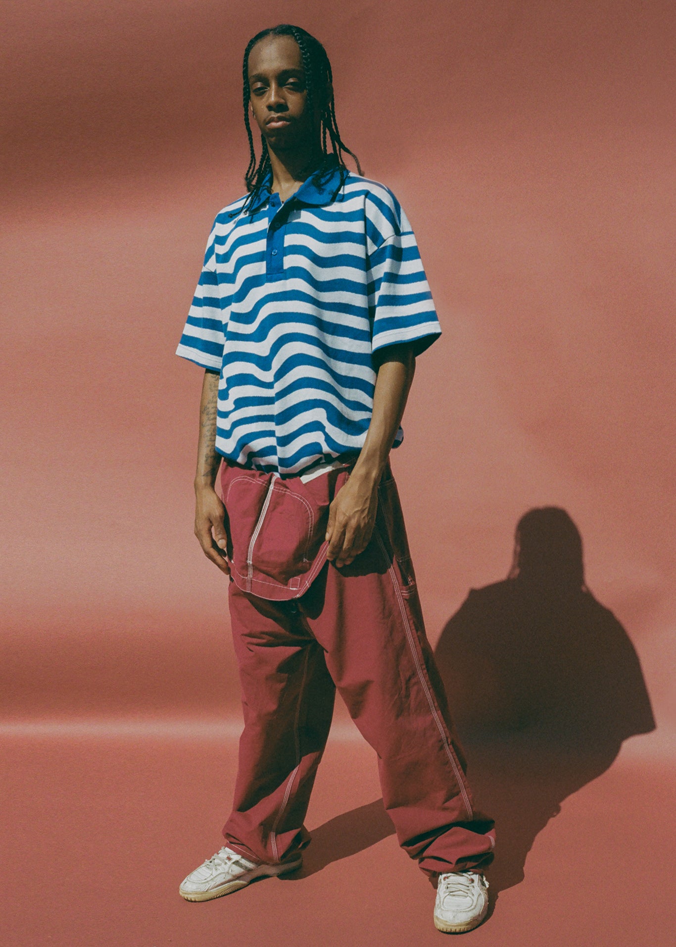 Martine Rose Ego S/S Polo Shirt polo righe blu cotone