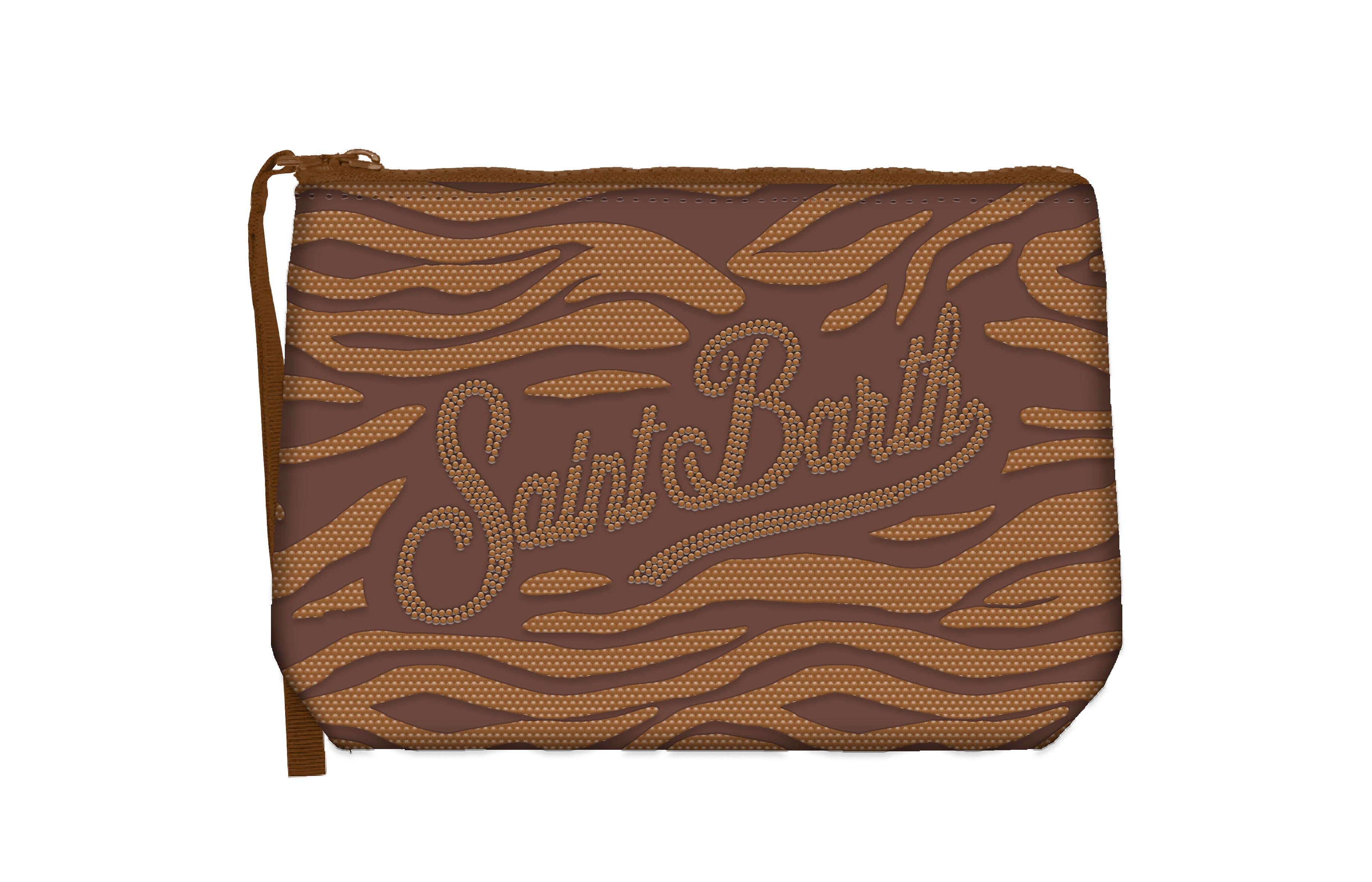 MC2 Saint Barth Aline Strass Pochette Zebra Marrone scuba