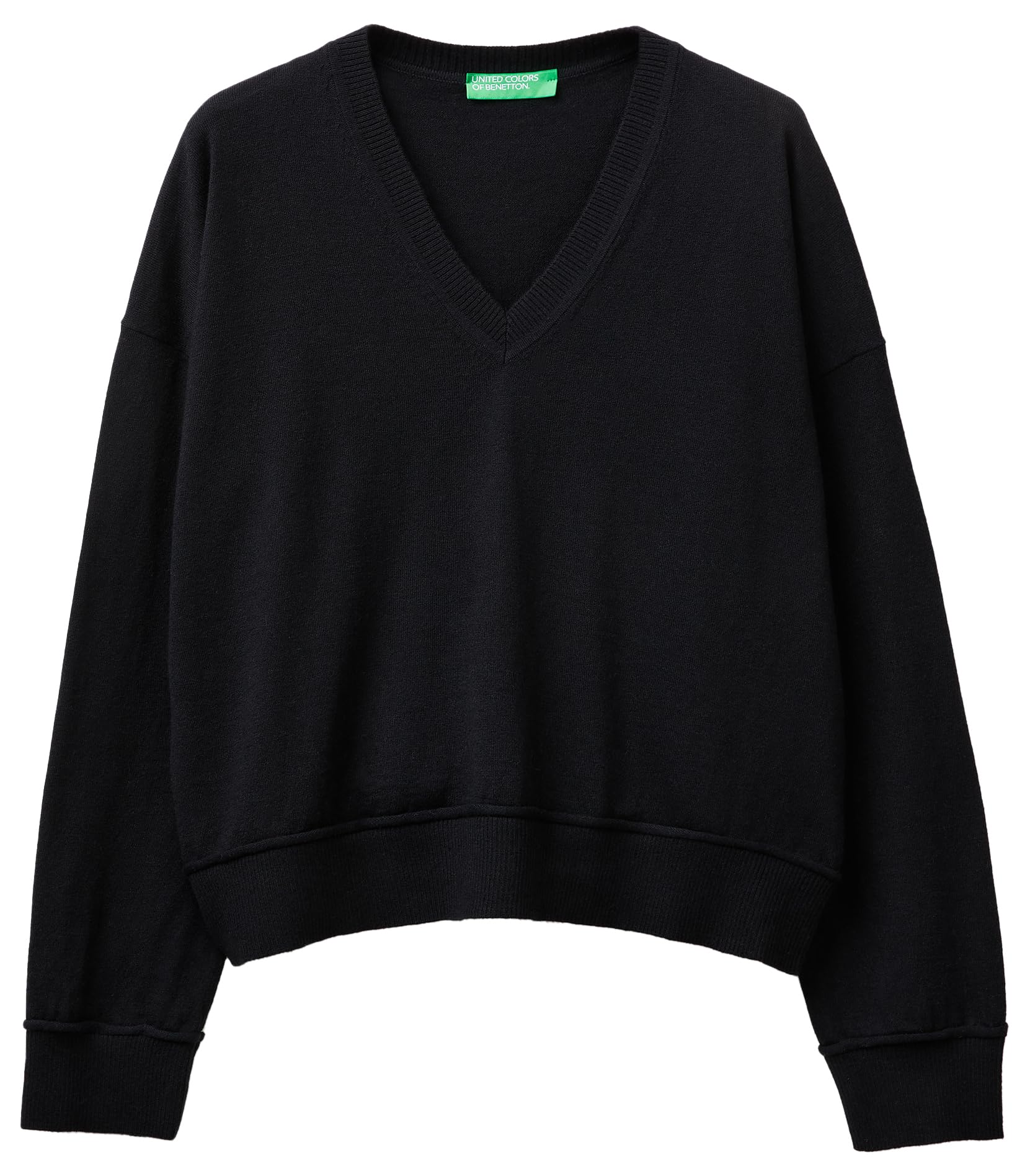 Benetton Maglieria 1y6sd403o maglione bianco XXS scollo a V
