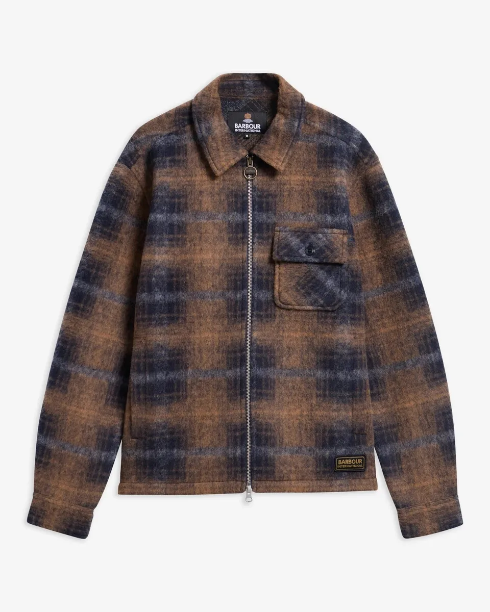 Barbour Osvald MFL0229 camicia overshirt navy misto lana