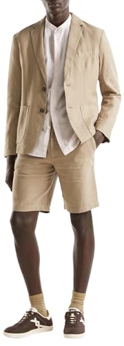 Benetton Bermuda chino uomo 42 verde oliva misto lino