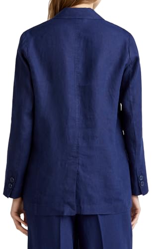 Benetton 2AGHDW00R Giacca Donna Blu in Lino Destrutturata