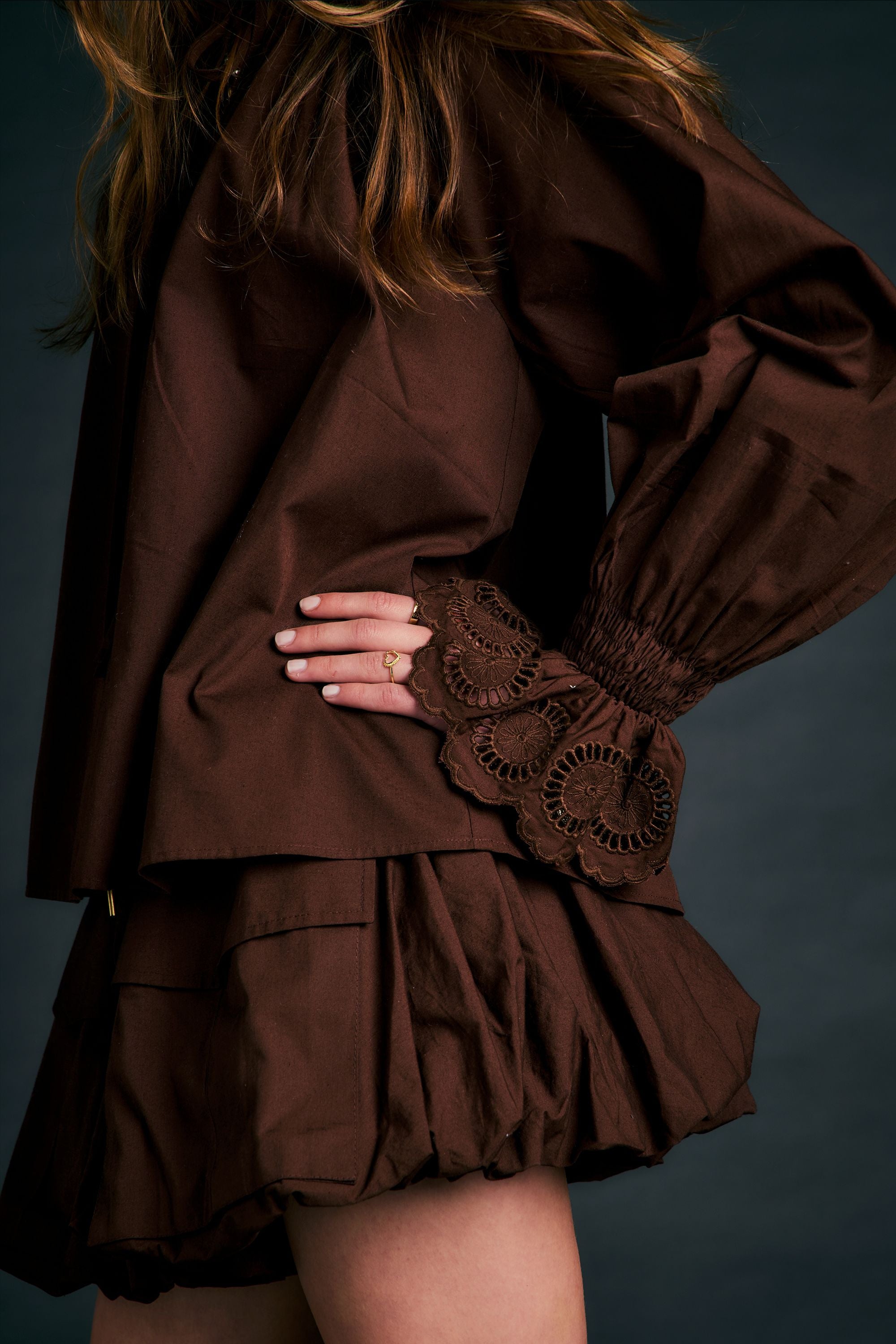 Karen Walker Ivy Blouse camicetta chocolate cotone organico