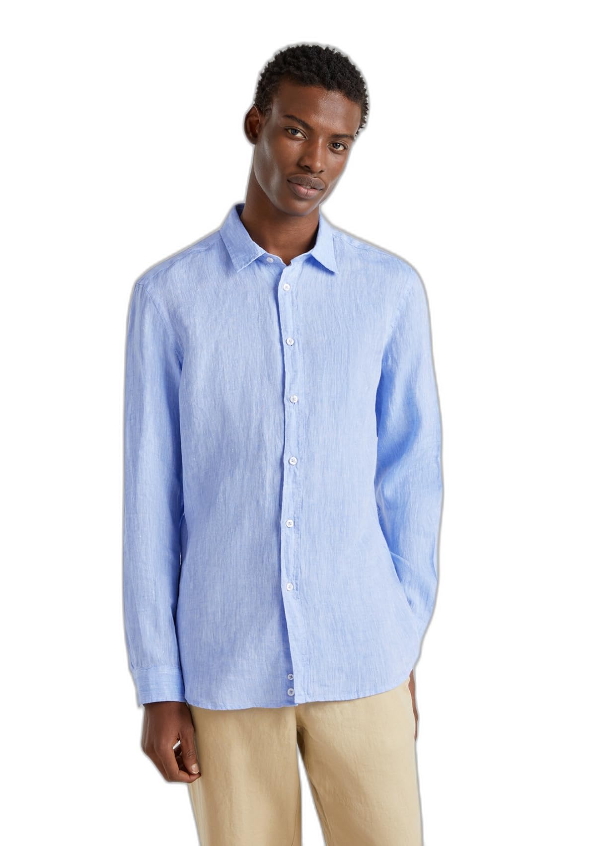 Benetton 5bku5qjg8 camicia uomo lino manica lunga XS