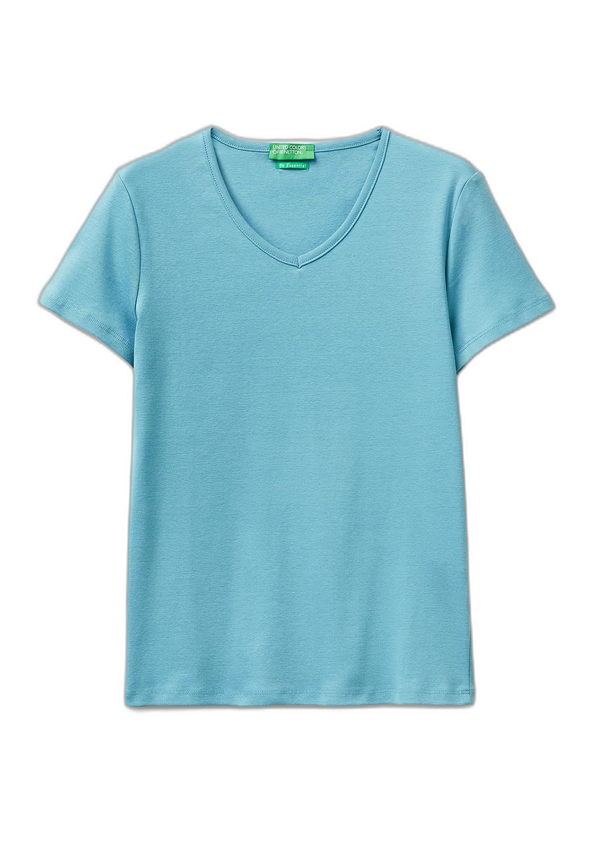 Benetton T-Shirt Donna Costina Rosa Scollo V