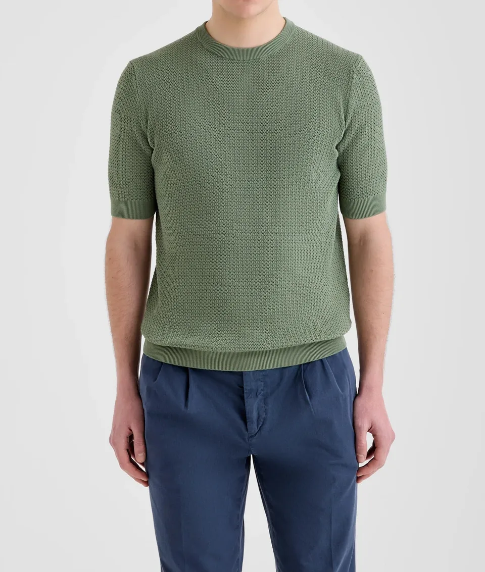 Filippo De Laurentiis CR14L Maglia Uomo Salvia Cotone Crêpe
