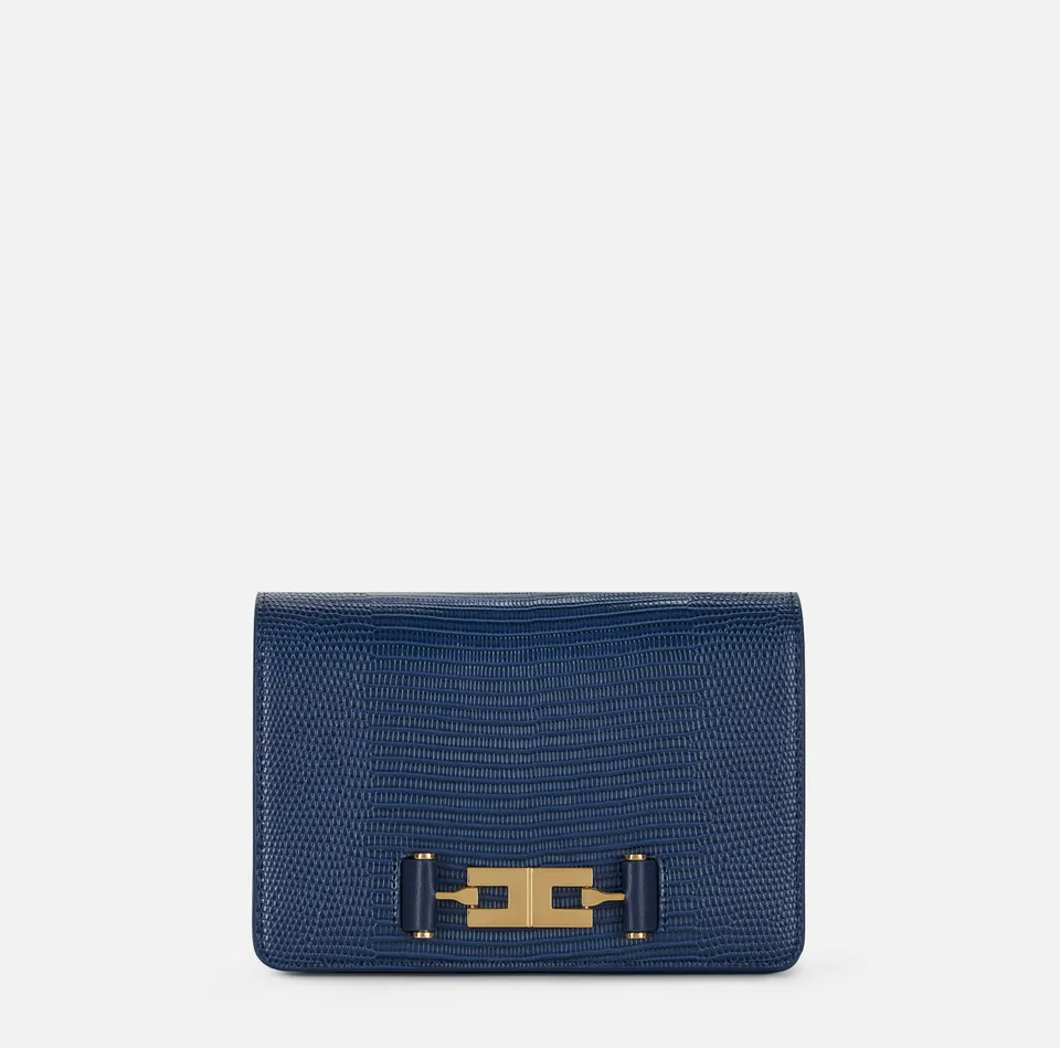 Elisabetta Franchi BS09A66E2 Borsa Blu Notte Lucertola