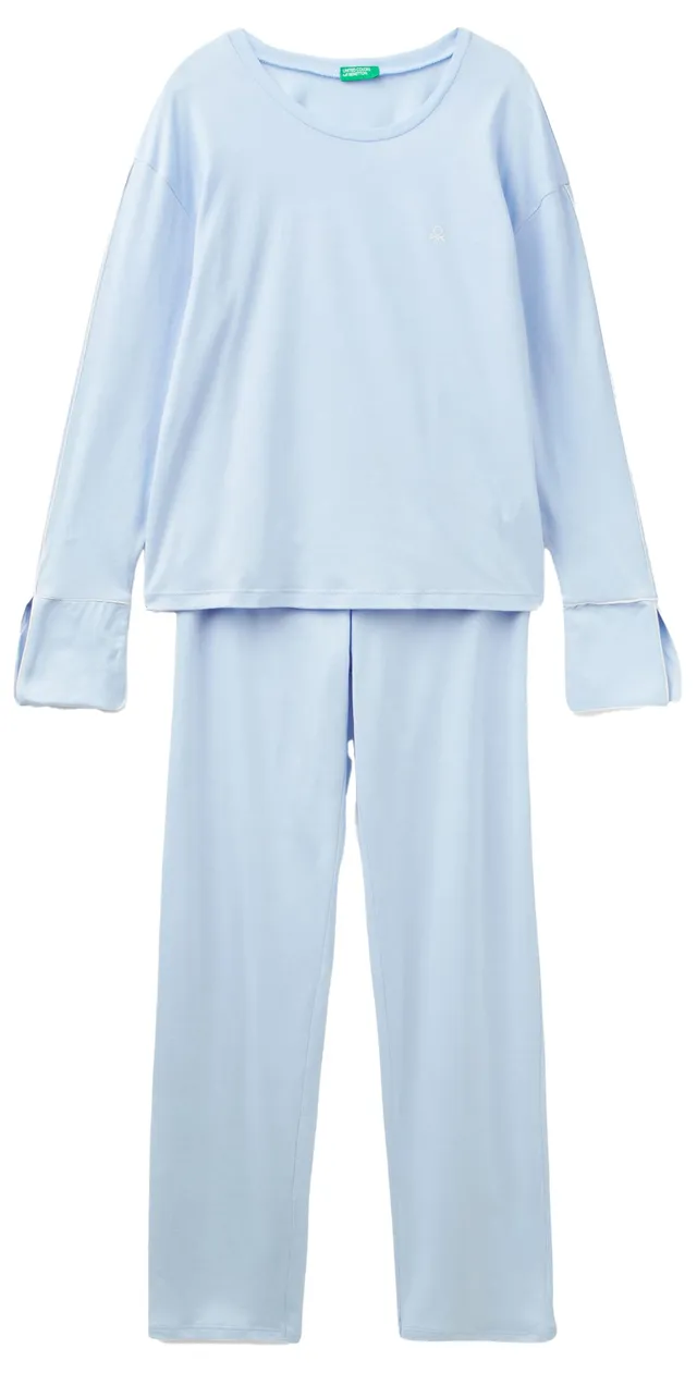 Benetton Pigiama Donna Cotone Blu Notte Set