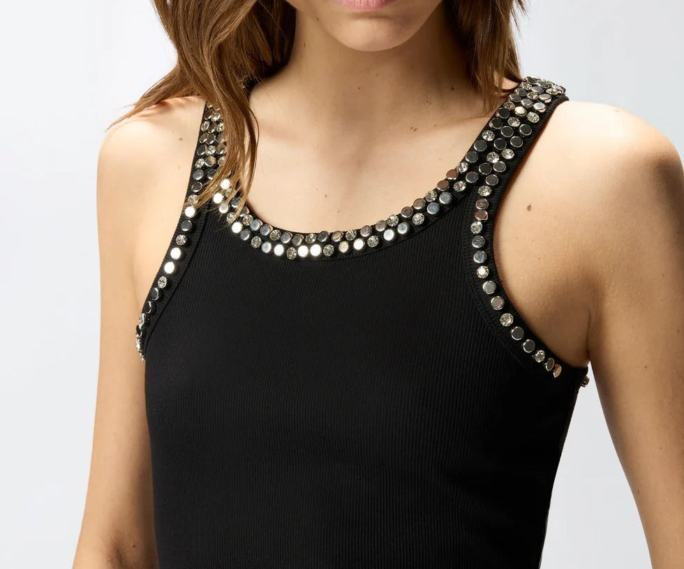 Pinko 104109 A35Y Canotta Donna Nero Coriandoli