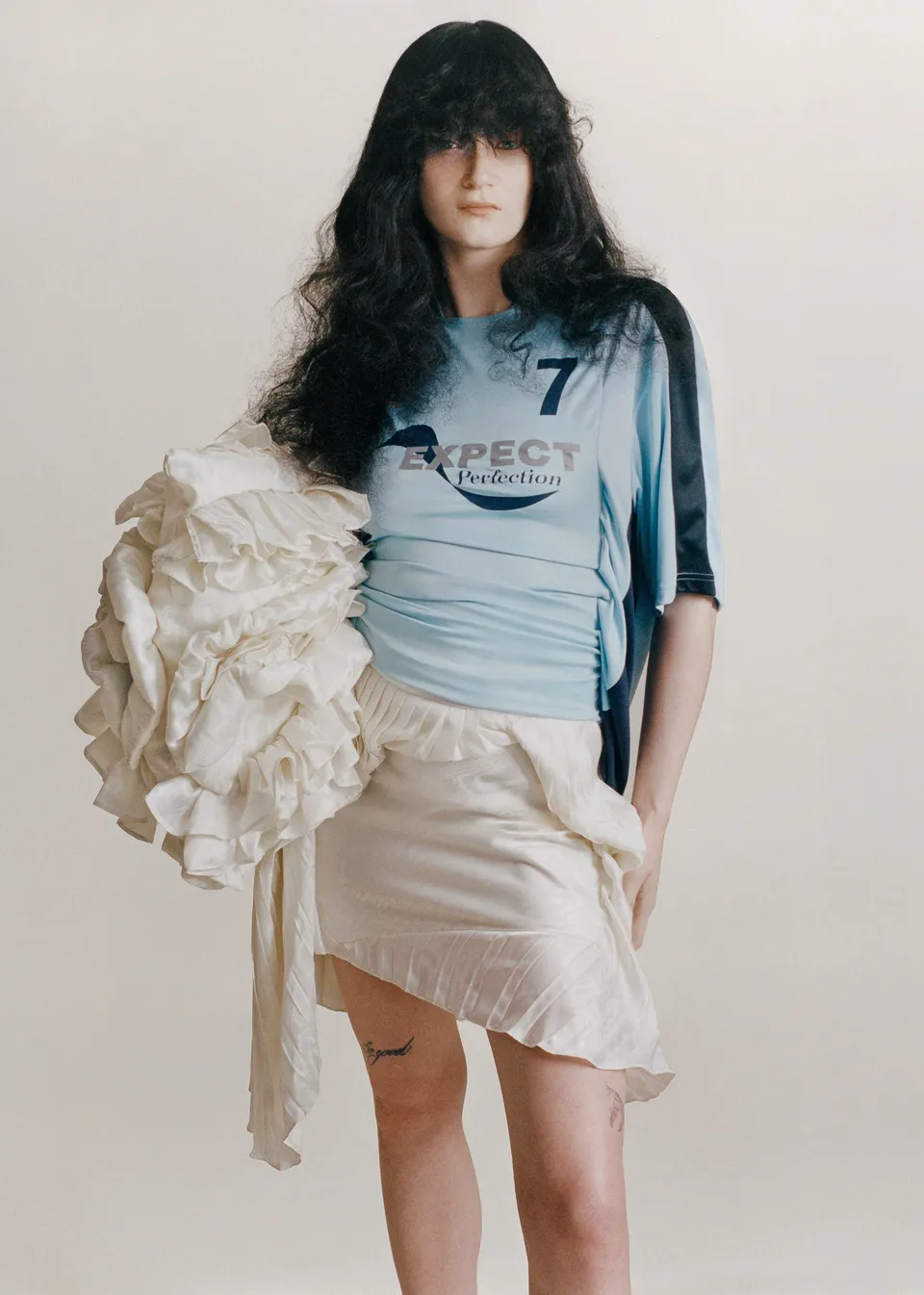 Martine Rose Half Stretch Top calcio donna blu slim poliestere