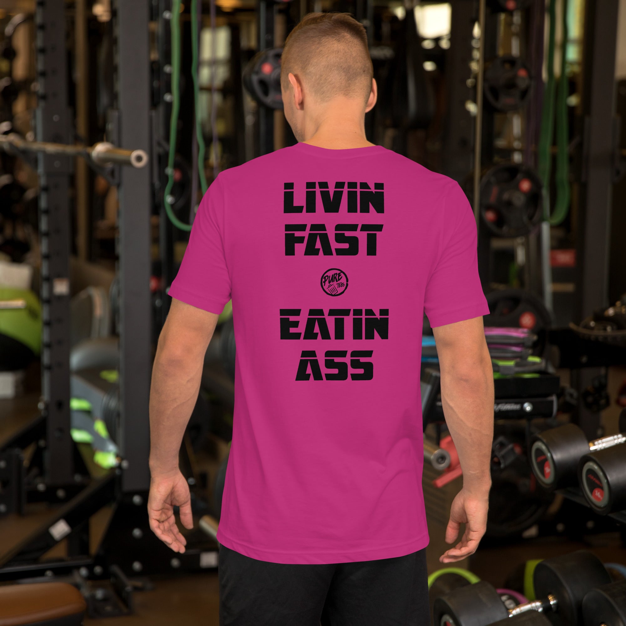 Pure Trash Mens T-Shirts Livin Fast Eatin Ass maglietta Berry