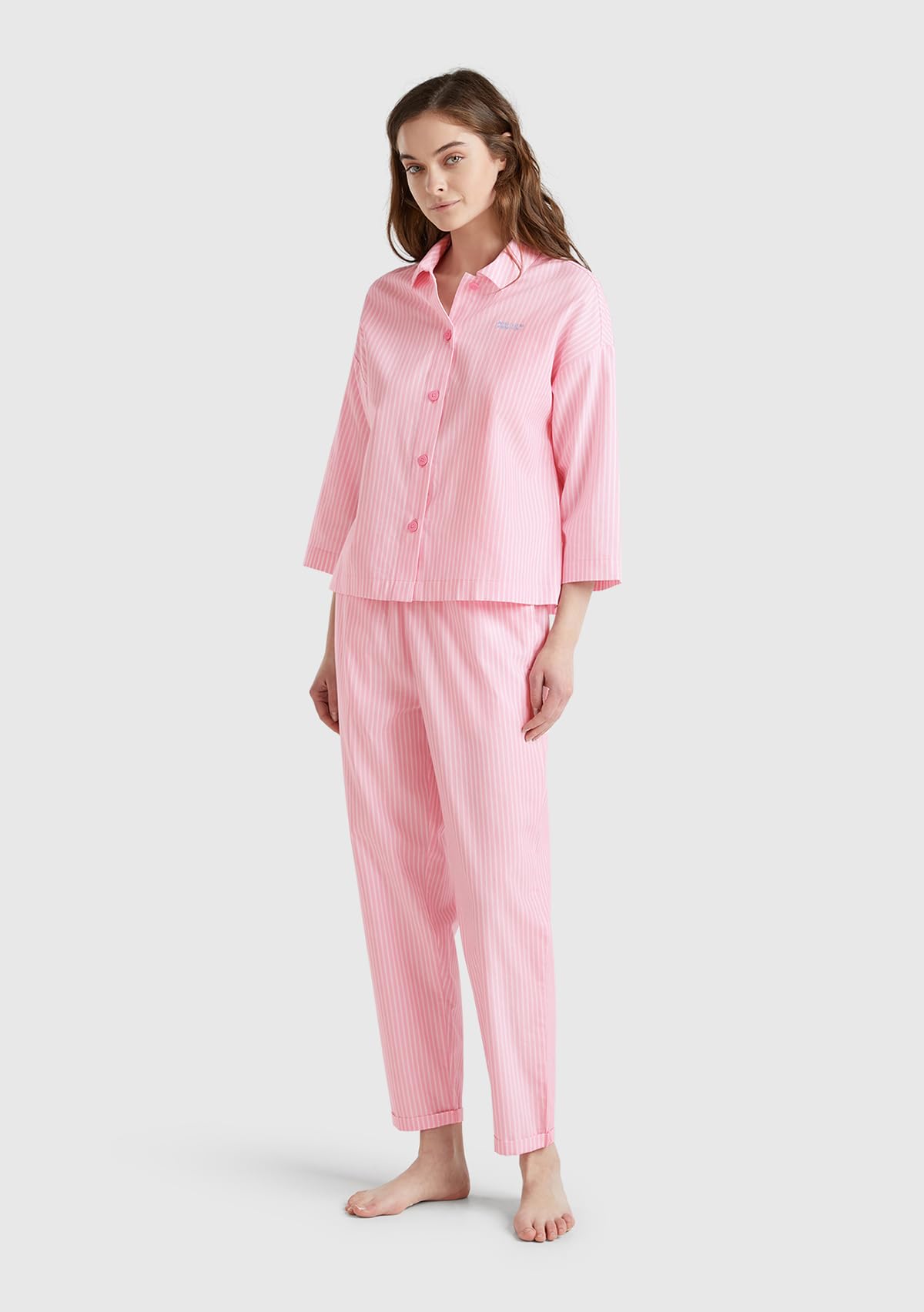 Benetton 4qfz3m00a camicia pigiama donna XS con bottoni