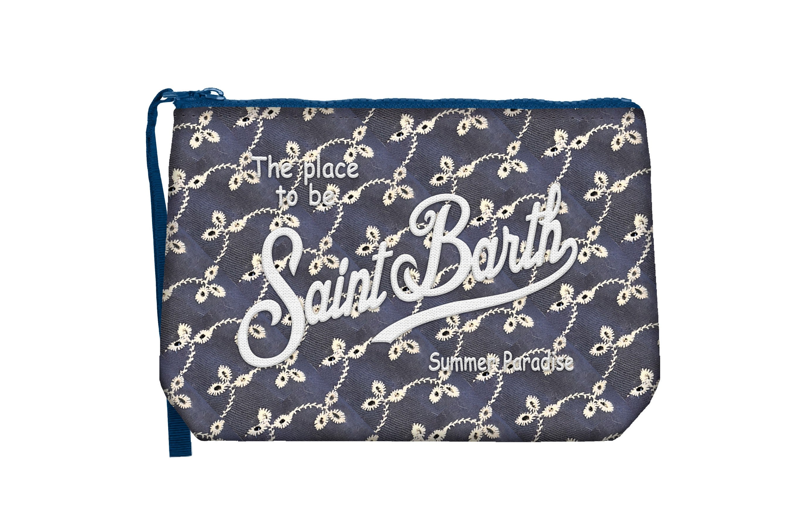 MC2 Saint Barth Aline Sangallo Pochette Navy Ricamata