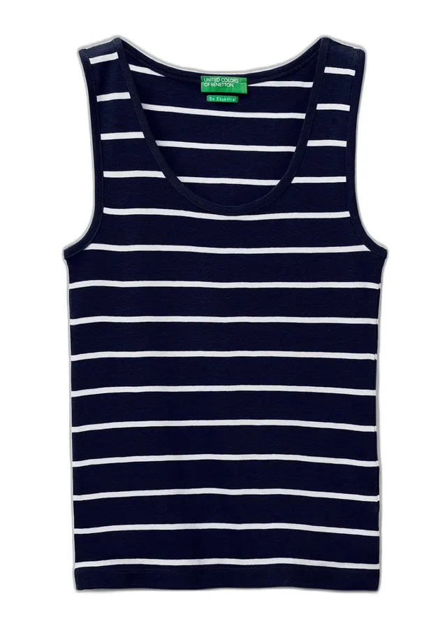 Benetton 339pdh018 Canotta Donna Costina Blu XS