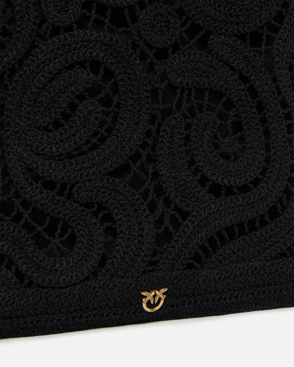 Pinko 106938 A3CE Shopper Crochet Geometrico nero