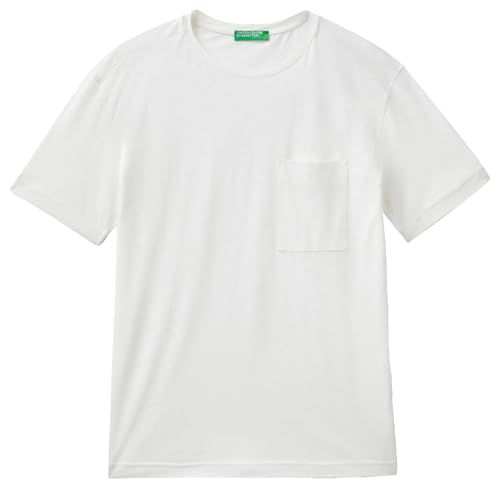 Benetton T-Shirt Maglietta Misto Lino Taschino Relax