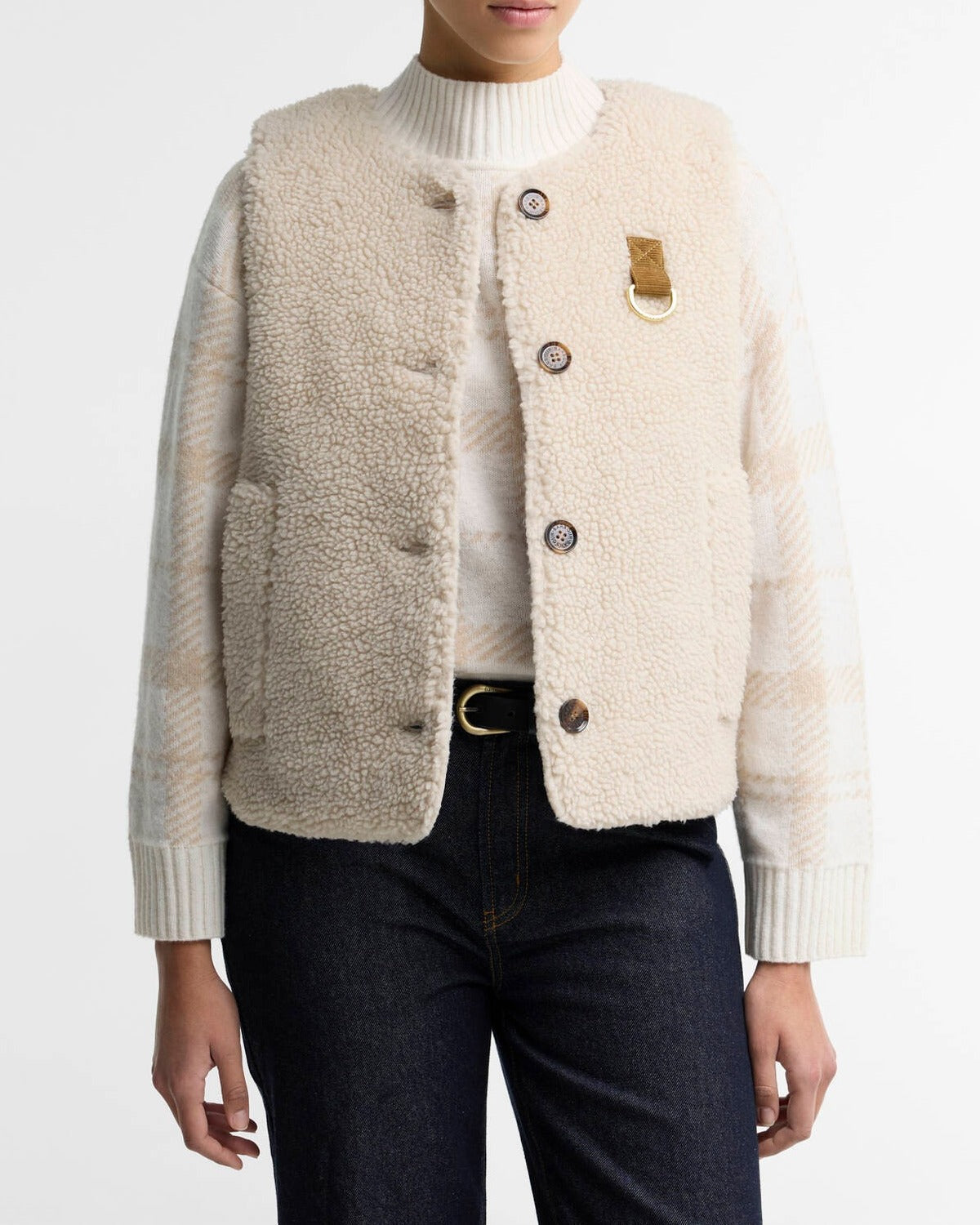 Barbour Bowes LGI0228 gilet donna ecru pile teddy