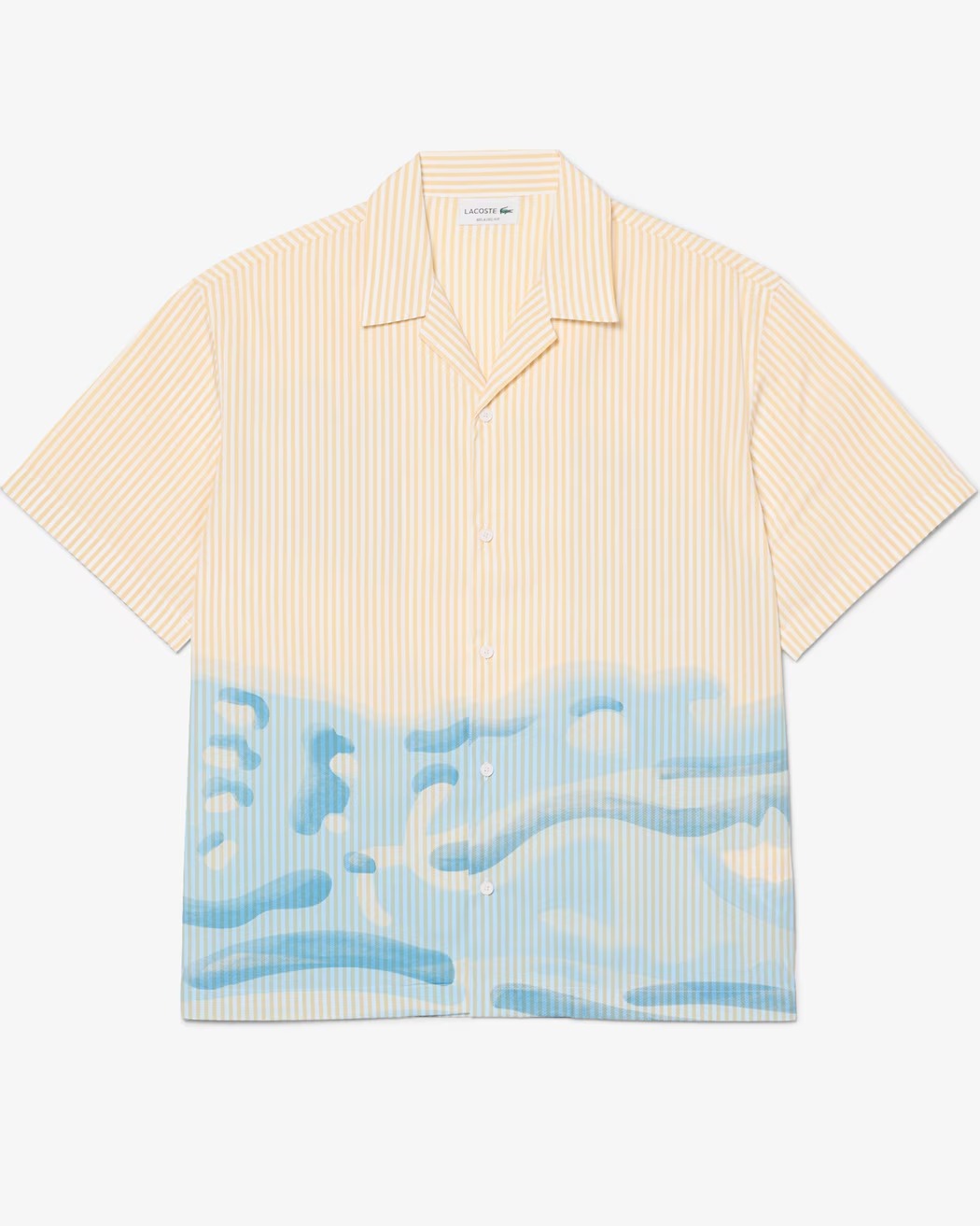 Lacoste CH1995 camicia uomo righe blanc beige cotone